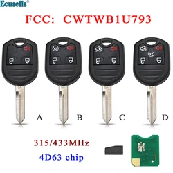 Mando a distancia de 3/4/5 botones, 315MHZ, 433Mhz, para Ford Explorer, Ranger, Windstar, E150, E250, F150, F250, con Chip 4D63, CWTWB1U793, FO38