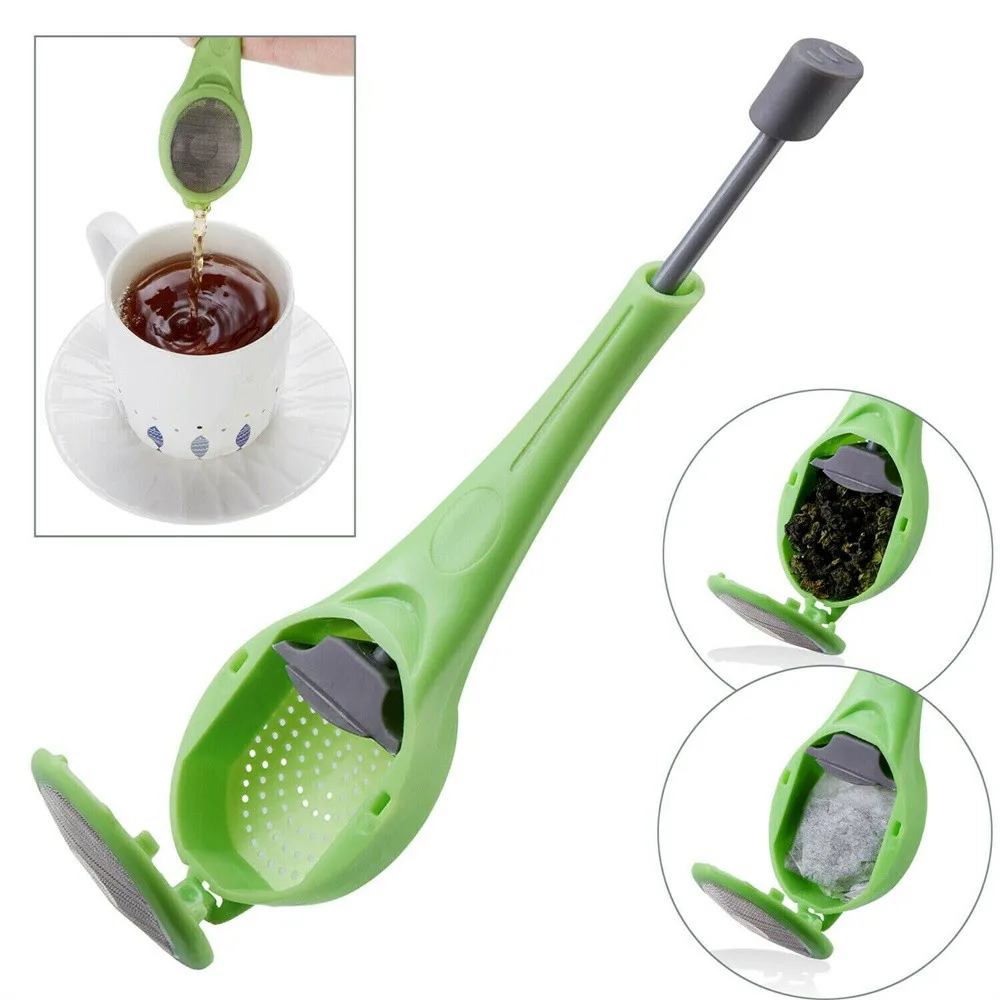 Infusore per tè stantuffo incorporato Silicone alimentare di alta qualità filtro per tè riutilizzabile ecologico cucchiaio filtro portatile gadget da cucina