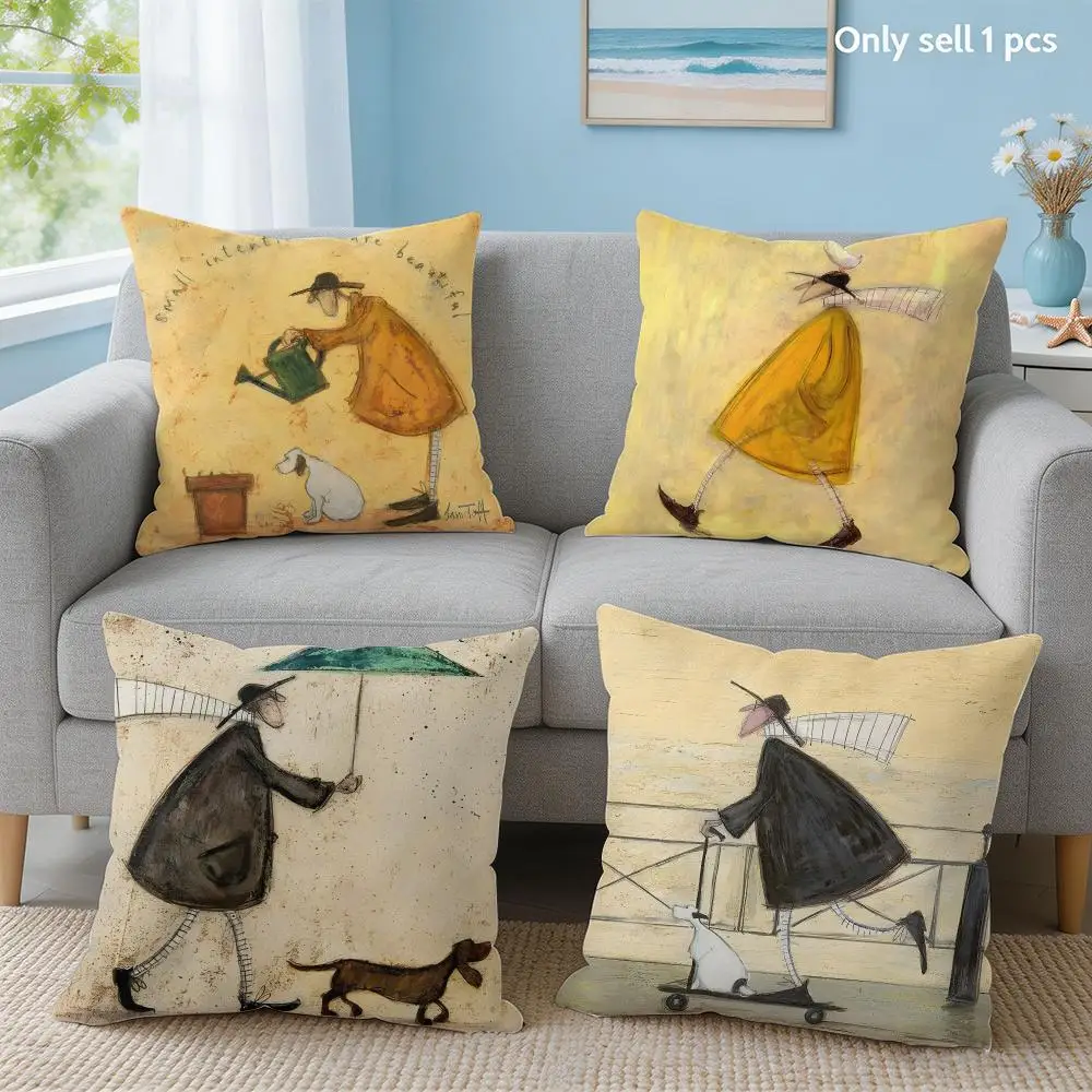 S-Sam T-Toft art Cushion Cover Soft Short Plush Throw Pillow Cover Hidden Zipper Cutecore Sofa Bedroom Home Decor