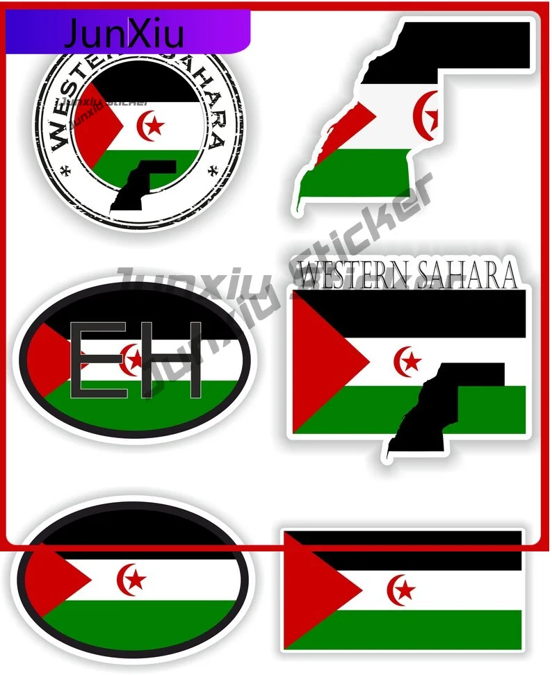 

Western Sahara Flag Vinyl Stickers Occlusion Scratch Exterior Decals Motorcycle Stickers Glass Waterproof Decals Personalised