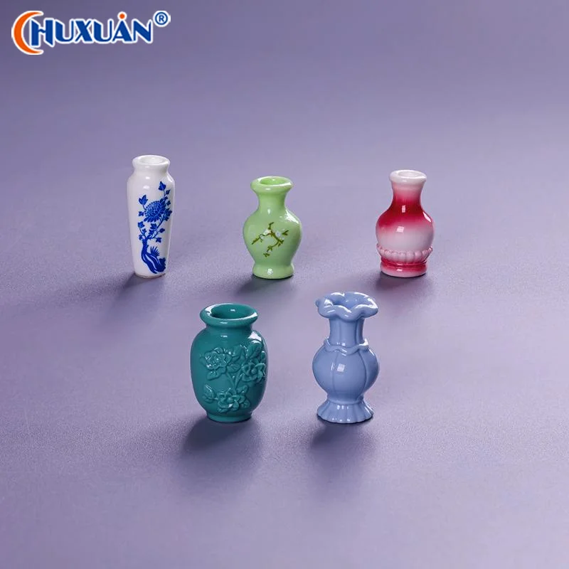 Micro Landscape Simulation Antique Style Decorative Vase Mini Resin Decoration DIY Accessories Doll House Car Desktop Decoration