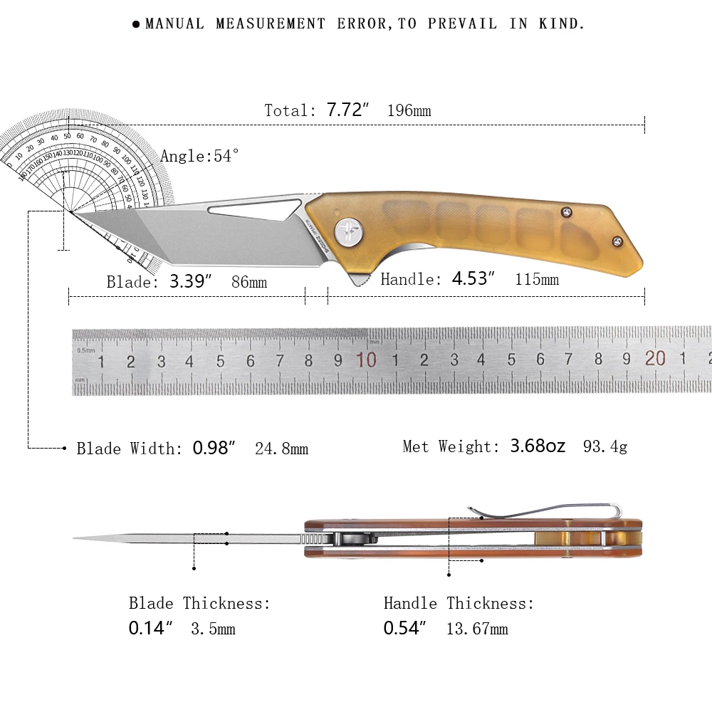 SHOOZIZ Folding Pocket Knife for Men, Flipper EDC knife with Clip, 3.35
