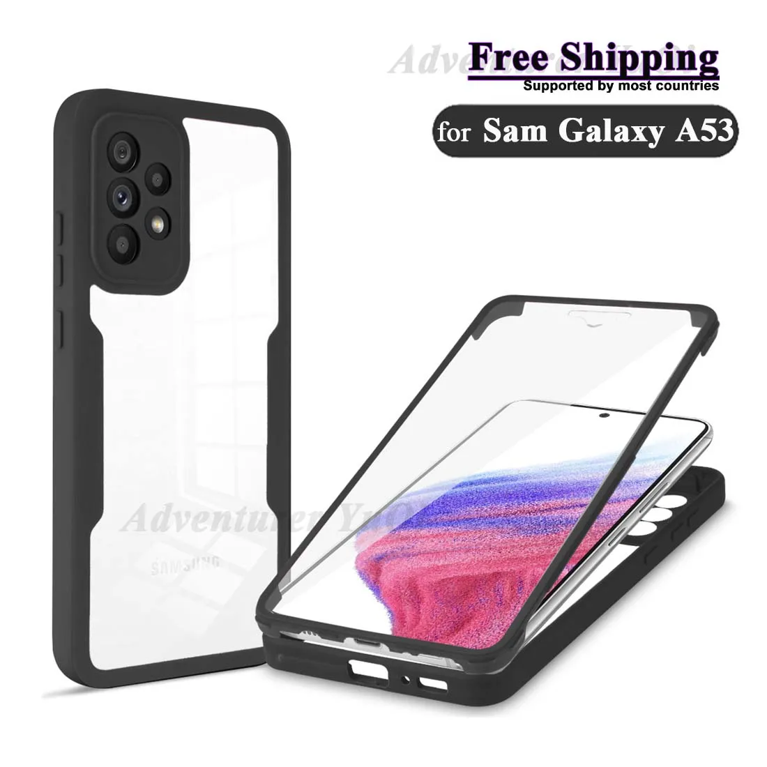 For Samsung Galaxy A53 5G 360 Case Full Coverage Protection Screen Protector Camera Lens Phone Bumper Shell Funda