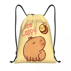 Cute Capybara Backpack Drawstring Bags Sports Gym Bag Water Resistant Kawaii Bee String Sackpack for Running