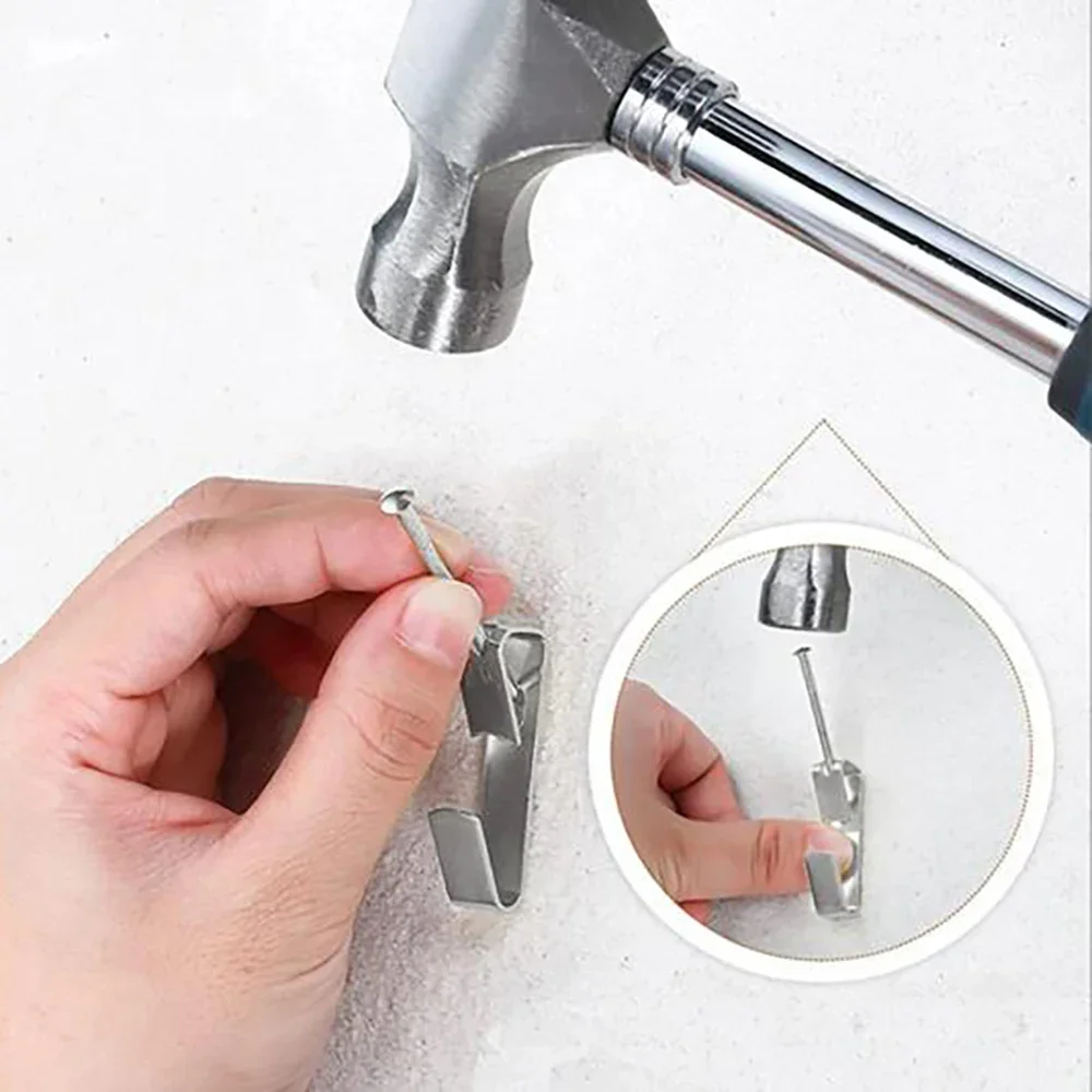 100/20PCS Photo Frame Hooks With Nails Wall Mounting Picture Hangers Art Painting Clocks Clothes Traceless Hooks For Home Office