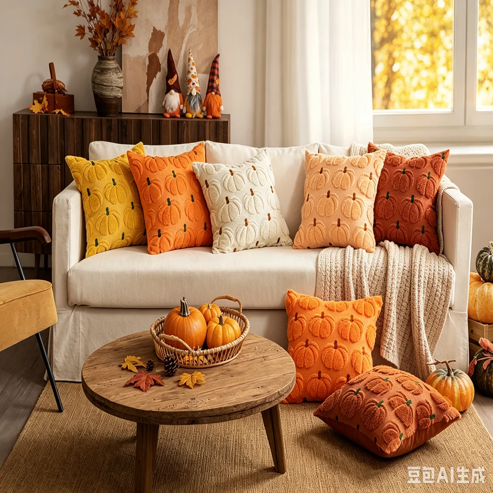 2026 Pumpkin Plush Pillow Covers Living Room Sofa Embroidered Crafts Couch Cushion Case Pillow Bedhead Throw Pillow Cover Decor