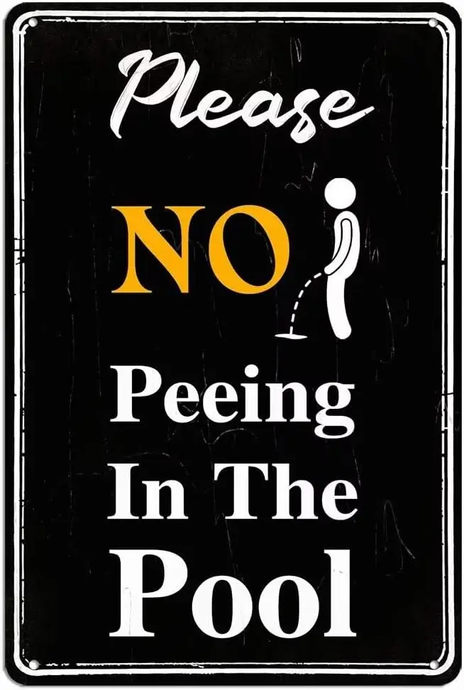 Funny Please No Peeing In The Pool Tin Sign Retro Pool Rules Poster Poolside Warning Signs Decor for Outdoor Swimming Pool Terra