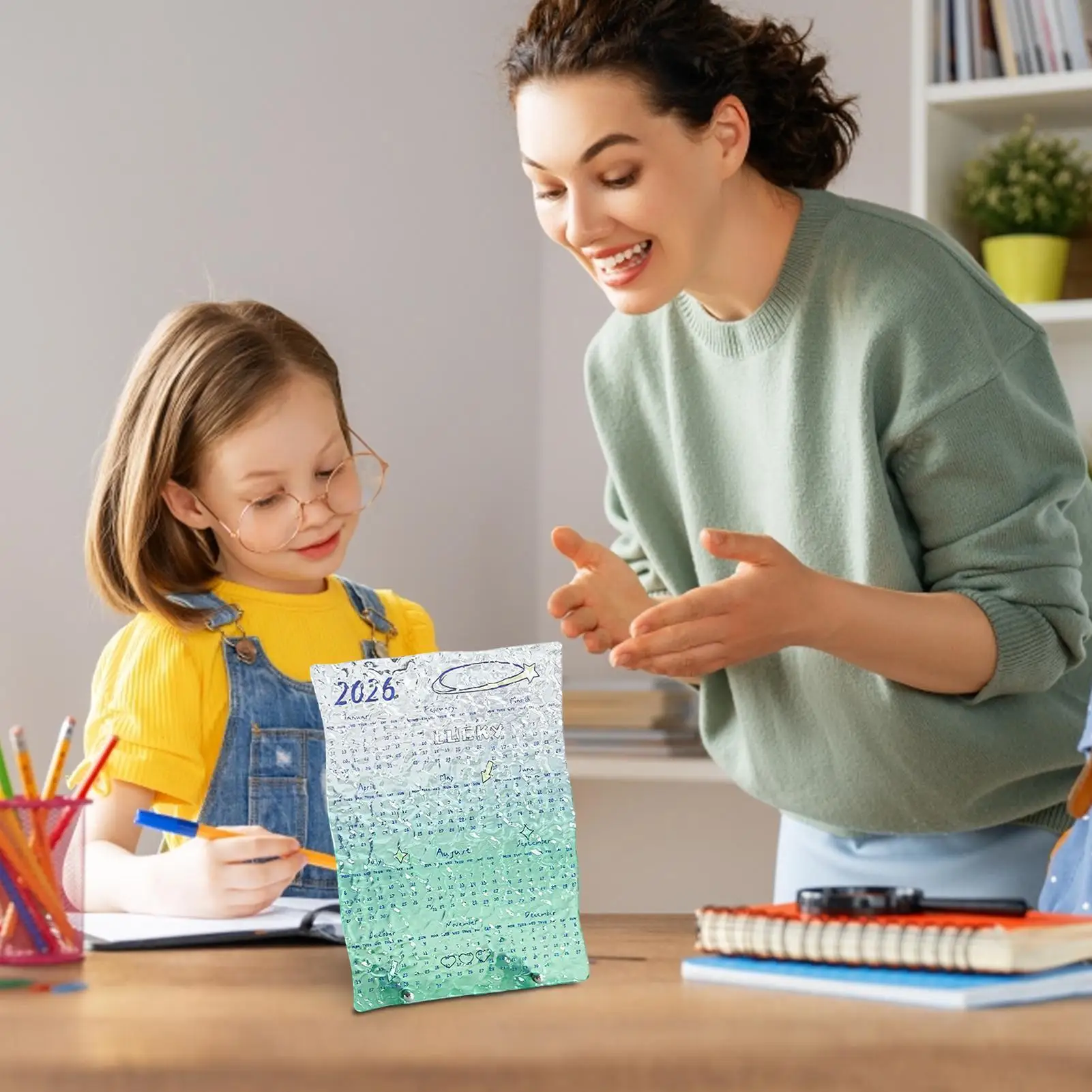 

2026 Desk Calendar Acrylic Clear Art Planner 12 Monthly Calendar Home School Dorm Room Study Planning Scheduling Decoration