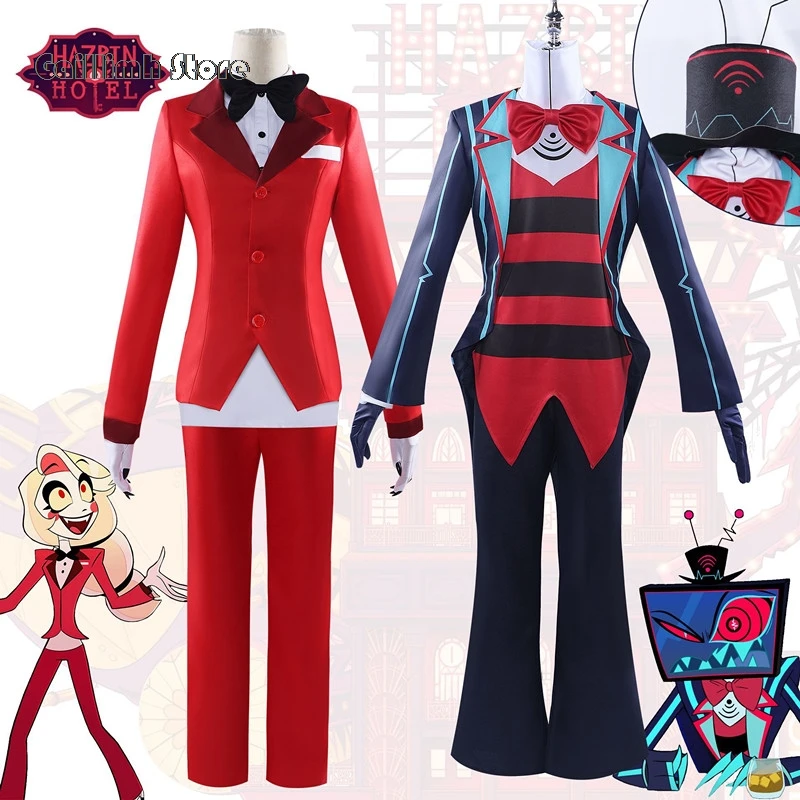 Anime Hazbin COS Hotel Charlie Cosplay Women Men Red Uniform Vox Cosplay Costume Halloween Carnival