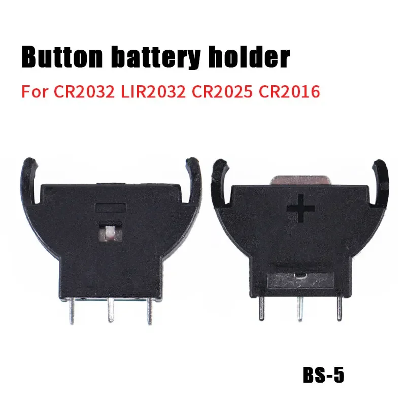 5-50 Pcs Semi-circular Coin Cell Case CR 2032 2025 Button Battery Holder 3V Batteries Box 3-pin for LIR2032 CR2032 CR2025