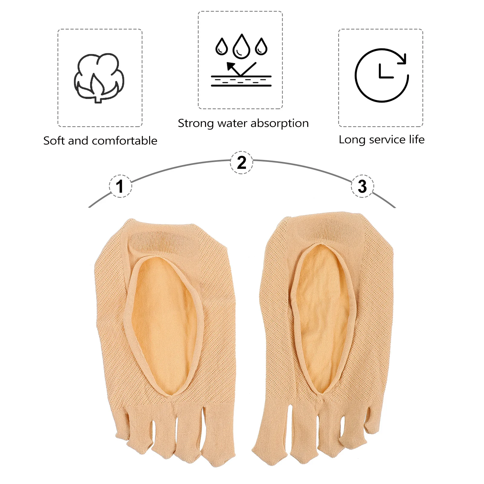 زوجان من الجوارب النسائية المضغوطة لتدوير القدم غير القابلة للانزلاق، جوارب ناعمة قابلة للتنفس بخمسة أصابع