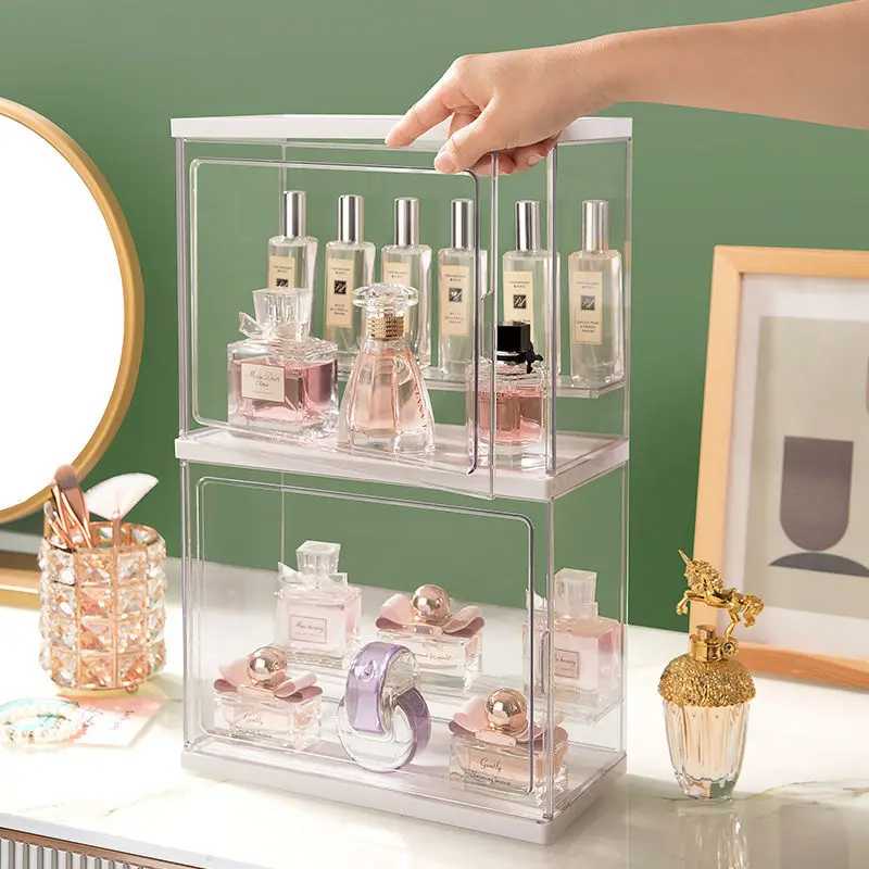 Acrylic Make Up Organizer Storage Box Cosmetic Jewelry Display Organizer Transparent Desktop Container Perfume Stand Holder