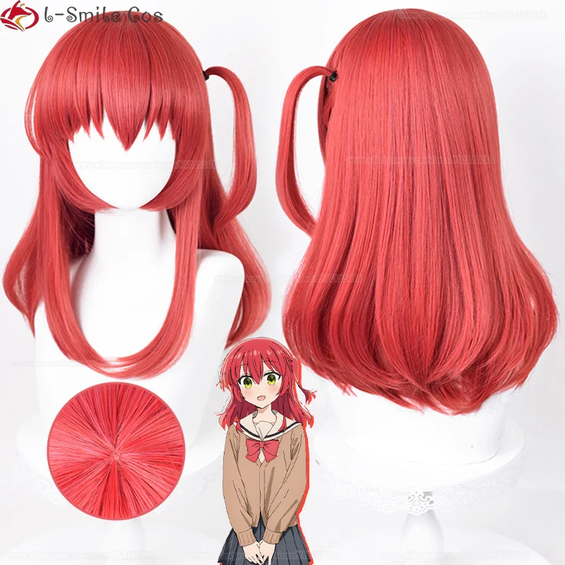 Anime Kita Ikuyo Cosplay Wig 50cm Short Red Kita Ikuyo Women Hair Heat Resistant Synthetic Party Wig + Wig Cap