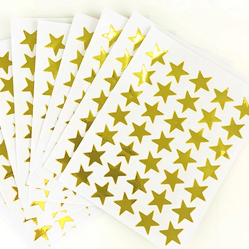 10 أوراق/حزمة من ملصقات لامعة لجوائز الأطفال المطلية بالذهب، ملصق الحب على شكل نجمة خماسية للمعلم الأم #6