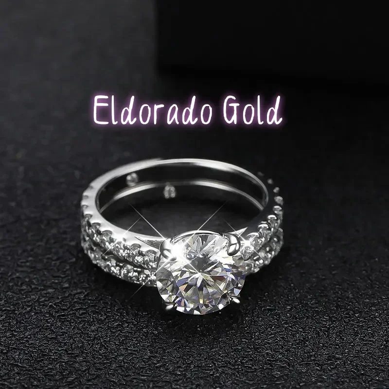 

Новые кольца Eldorado Gold с муассанитом D VVS1 для женщин, сверкающие свадебные комплекты с бриллиантами, серебро 925 пробы с покрытием из 18-каратного золота, сертификат GRA