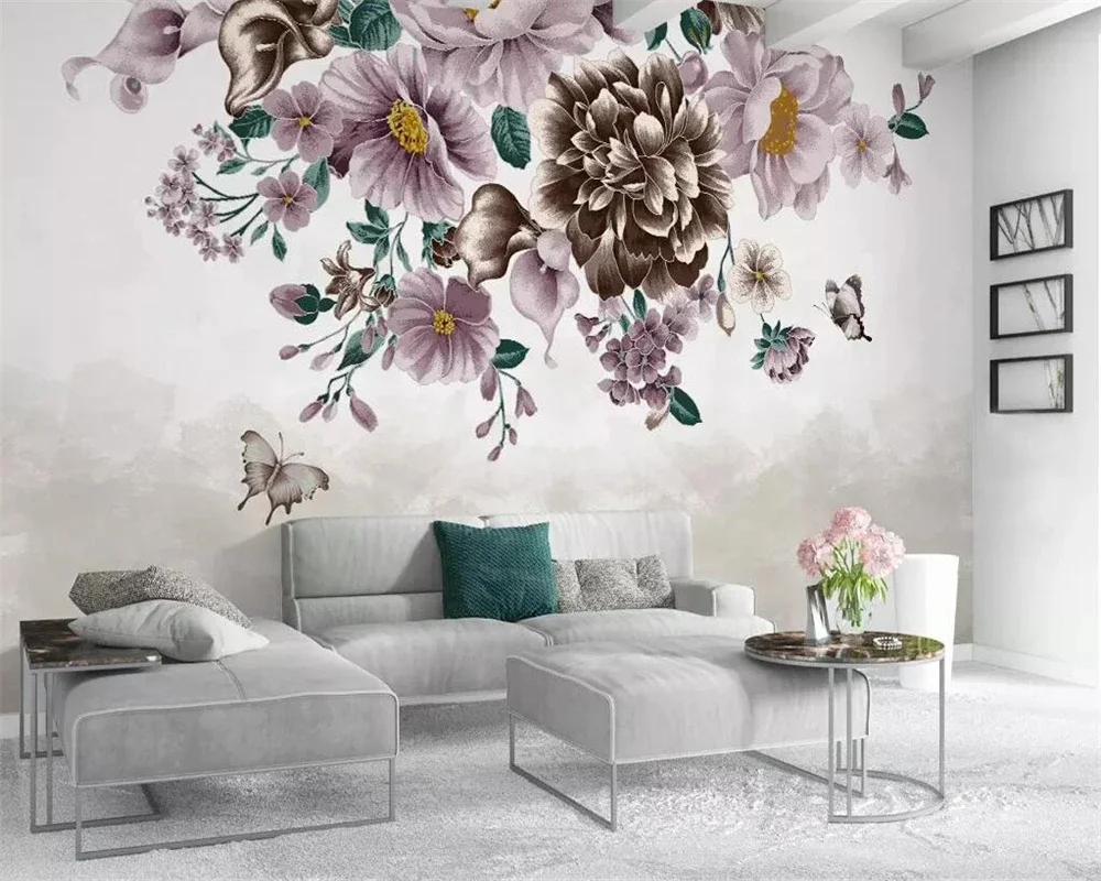 Custom size wallpaper Garden flowers Water Rose background home decoration Rose flowers mural decorative painting 3d wallpaper