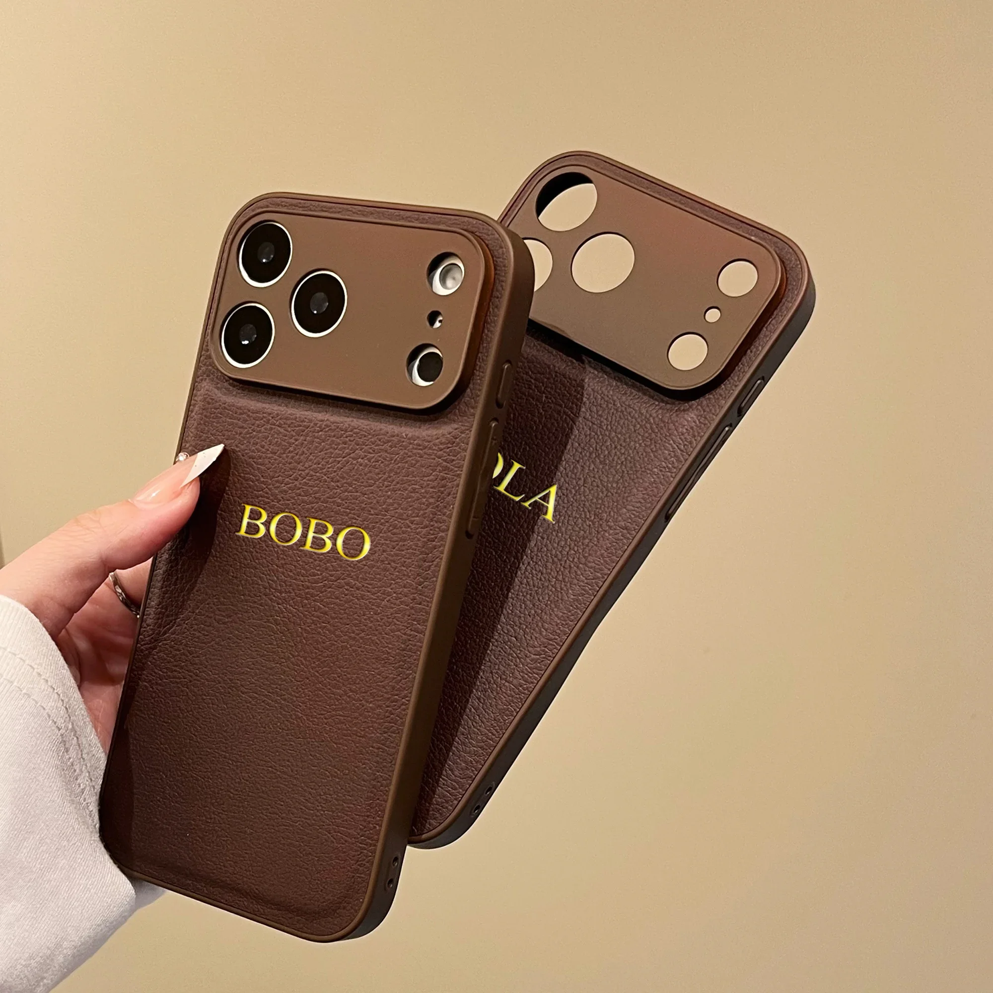 Luxuriöse Maßgefertigte Initialen-Namens-DIY-Lederhülle für iPhone 17 Pro Max 16 15 Pro Max 11 12 13 14 Plus Personalisierte Abdeckung
