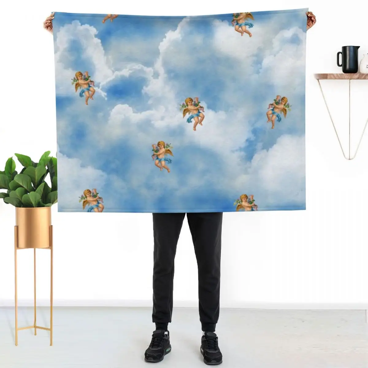 

Renaissance Angel cloud patter Throw Blanket Soft Bedroom Blanket for Night Sleeping