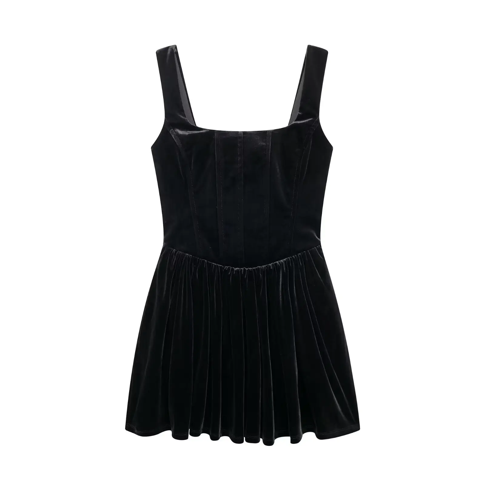 Abito da donna semplice senza maniche con cinturino in vita tinta unita autunno nuovo coupon gonna corta