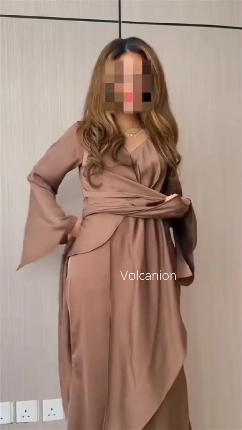 تخصيص الطية وشاح الخامس الرقبة ألف خط فساتين طويلة مناسبة مخصصة العودة للوطن بسيطة عارضة الأحجام المتاحة