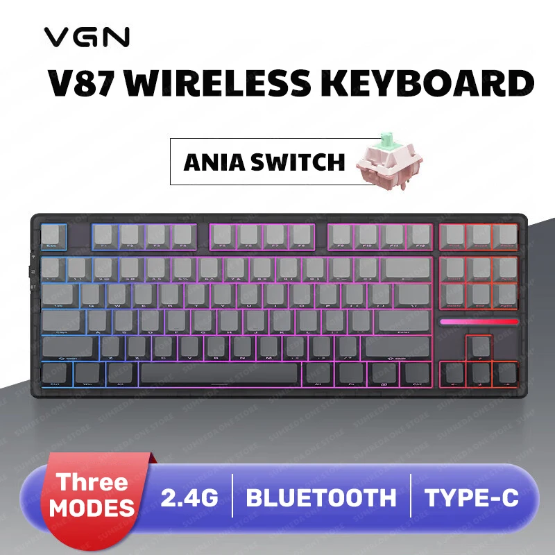 V87 カスタムメカニカルキーボード Vgn-ミニワイヤレスメカニカルゲーミングキーボード,v87 pro,2.4g