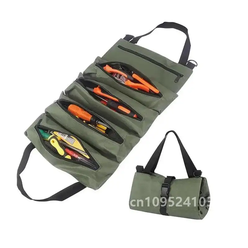 Portable Oxford Cloth Storage Bag Toolkit Car Automotive Hanging Zipper Organizer Motorcycle Tool Bucket Wrench Camping Canvas