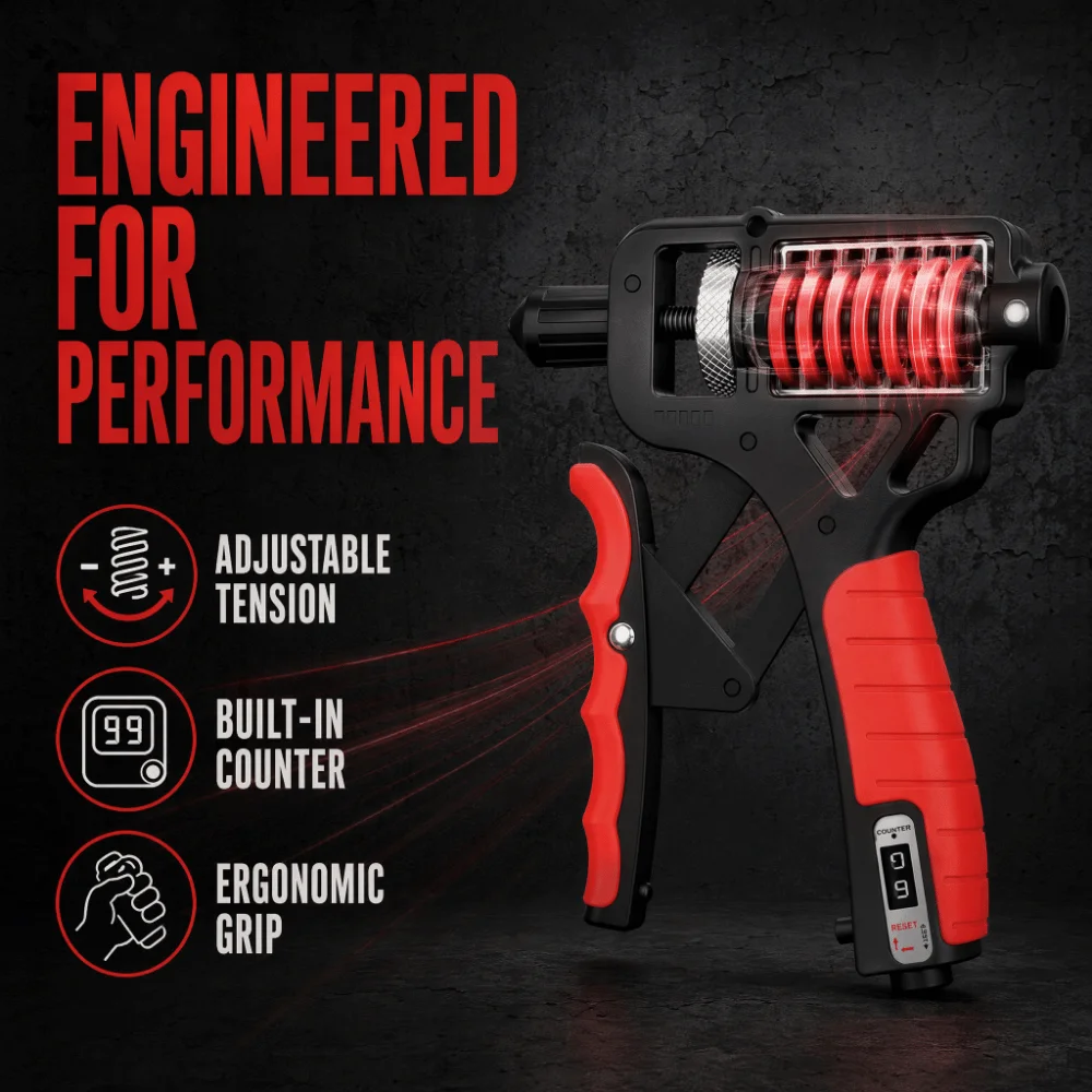 Non-Slip Hand Grip Strength Trainer Titanium steel Built-In Counter Adjustable Grip Strengthener TPR Coating Ergonomic Grip