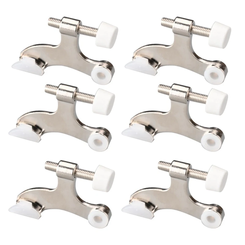 

6Pcs Hinge Pin Door Stopper Adjustable Heavy Duty Hinge With Rubber Bumper To Reduce Potential Damage Wall Dents