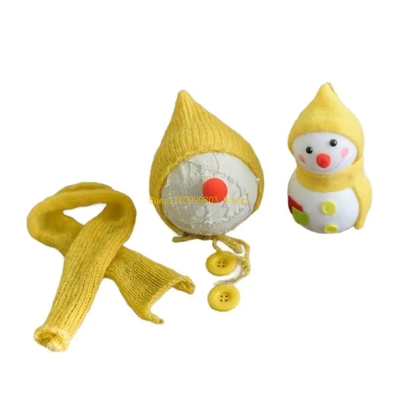 Newborn Photography Props Christmas Hat Scarf Set Baby Photo Posing Accessories J0MF