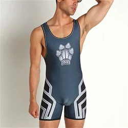 Summer Men's Wrestling Singlets Suits One-Piece Powerlifting Sleeveless Gym Sport Fitness Clothing Boxing Tight Singlet Suit