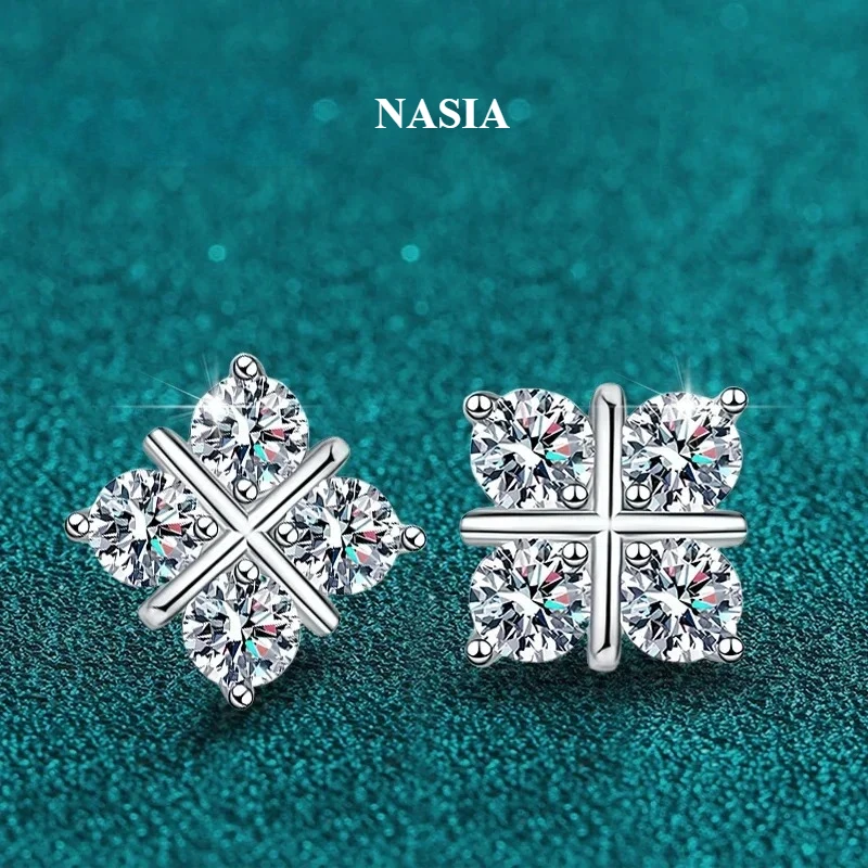 NASIA D Color Moissanite Stud Earrings for Women S925 Sterling Silver Sparkling Diamond Engagement Wedding Jewelry 2026