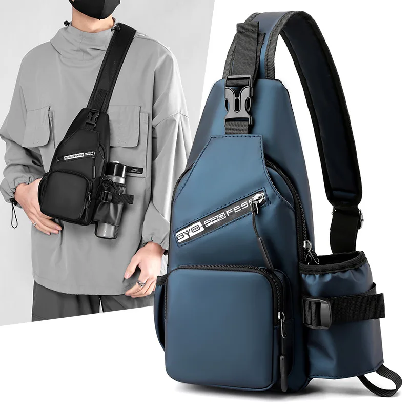 New Men  Crossbody Chest Bag Can Hold Water Jug Casual Shoulder Chest Fashion Brand Sling Biking Riding Bag Waterproof