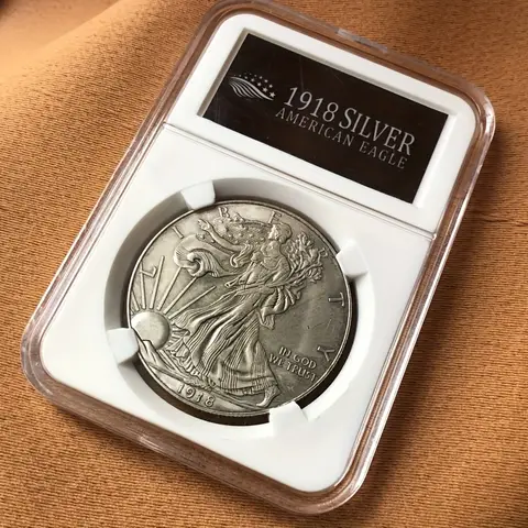 US 1918 ไทย Liberty เทพธิดาคอลเลกชันเงิน Vintage เหรียญที่ระลึกของขวัญแบบจําลองเหรียญโชคดี Badge จอแสดงผล