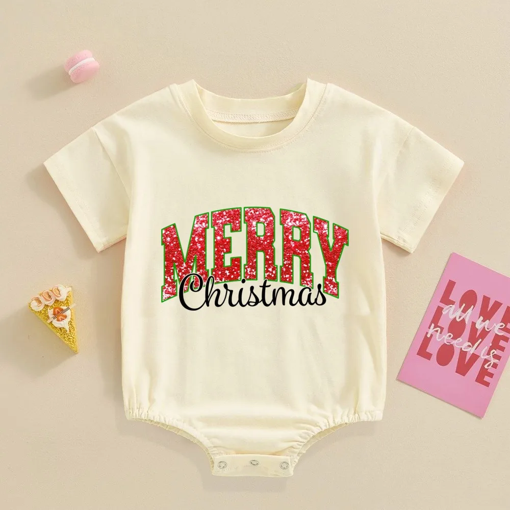 Don\'t Stop Believe Christmas Bubble Romper Cute Santa Claus Bodysuit Boys Girls Festive Christmas Jumpsuit Xmas Baby Gifts