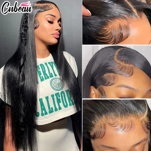 Imagen 2 del producto 250 Densidad 13x4 13x6 Peluca de cabello humano con frente de encaje transparente HD recto 50 52 pulgadas pelucas frontales de encaje prearrancadas hueso brasileño