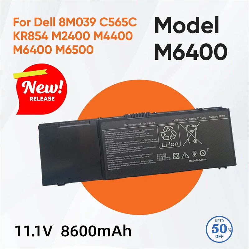 

Battery for Dell 8M039 C565C KR854 M2400 M4400 M6400 M6500 Laptop