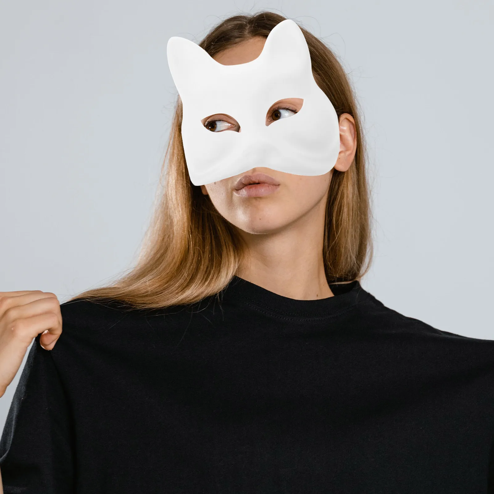 

12pcs Hand Painted Pulp Masks Diy Fox Animal Cosplay Props White Masquerade Lightweight Blank Mask For Party Stage Performance