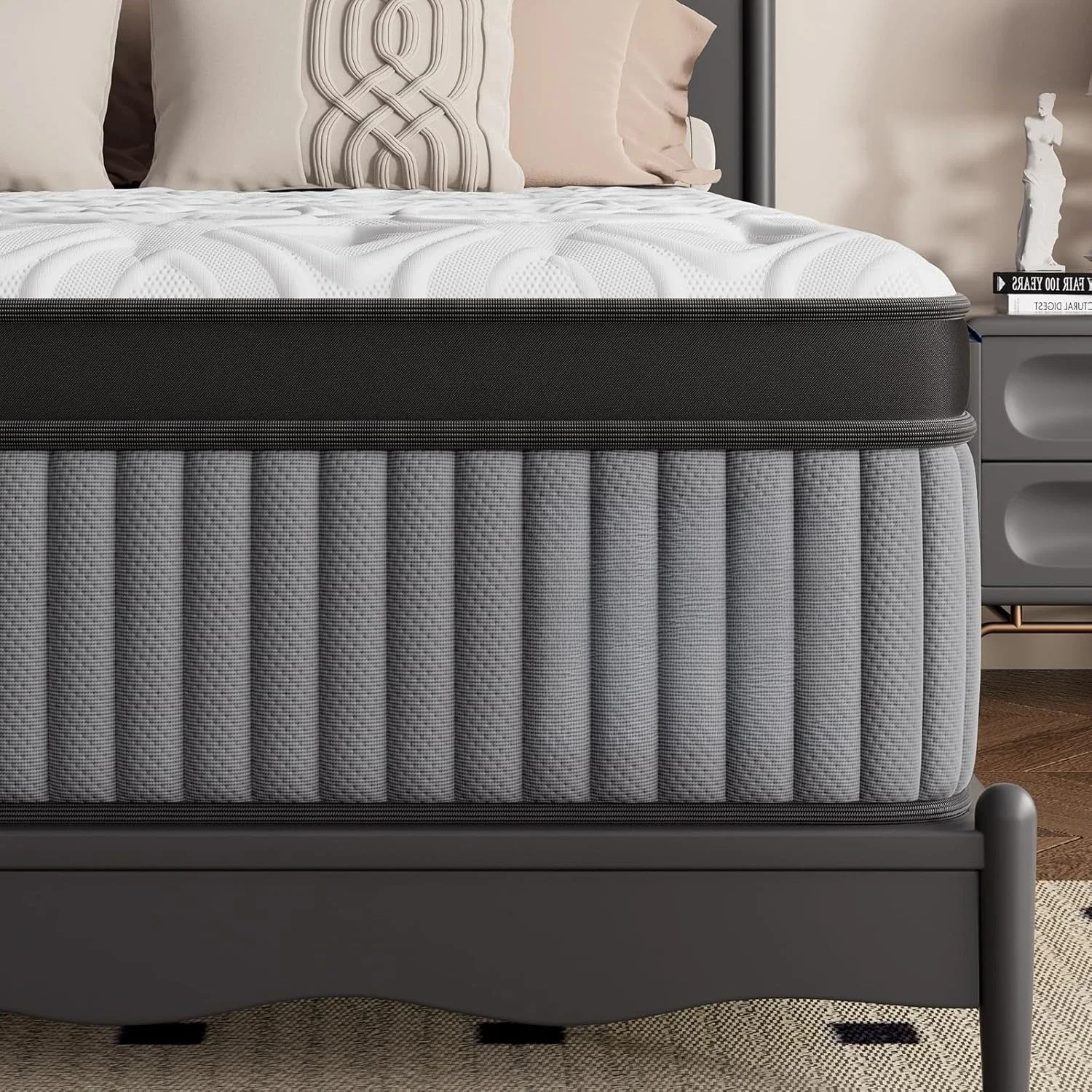 Firm King Mattress 12 Inch, 7-Zone Hybrid Mattress with Extra Lumbar Support, Deep Sleep Bed in a Box - 365-Night, Customized