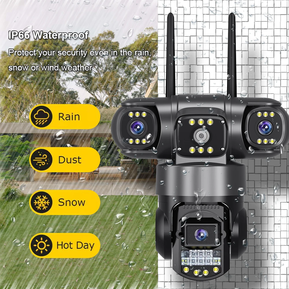 WiFi 보안 카메라 블루투스 무선 CCTV 카메라 15MP HD 나이트 비전 야외 방수 2 웨이 오디오 PTZ 비디오 감시