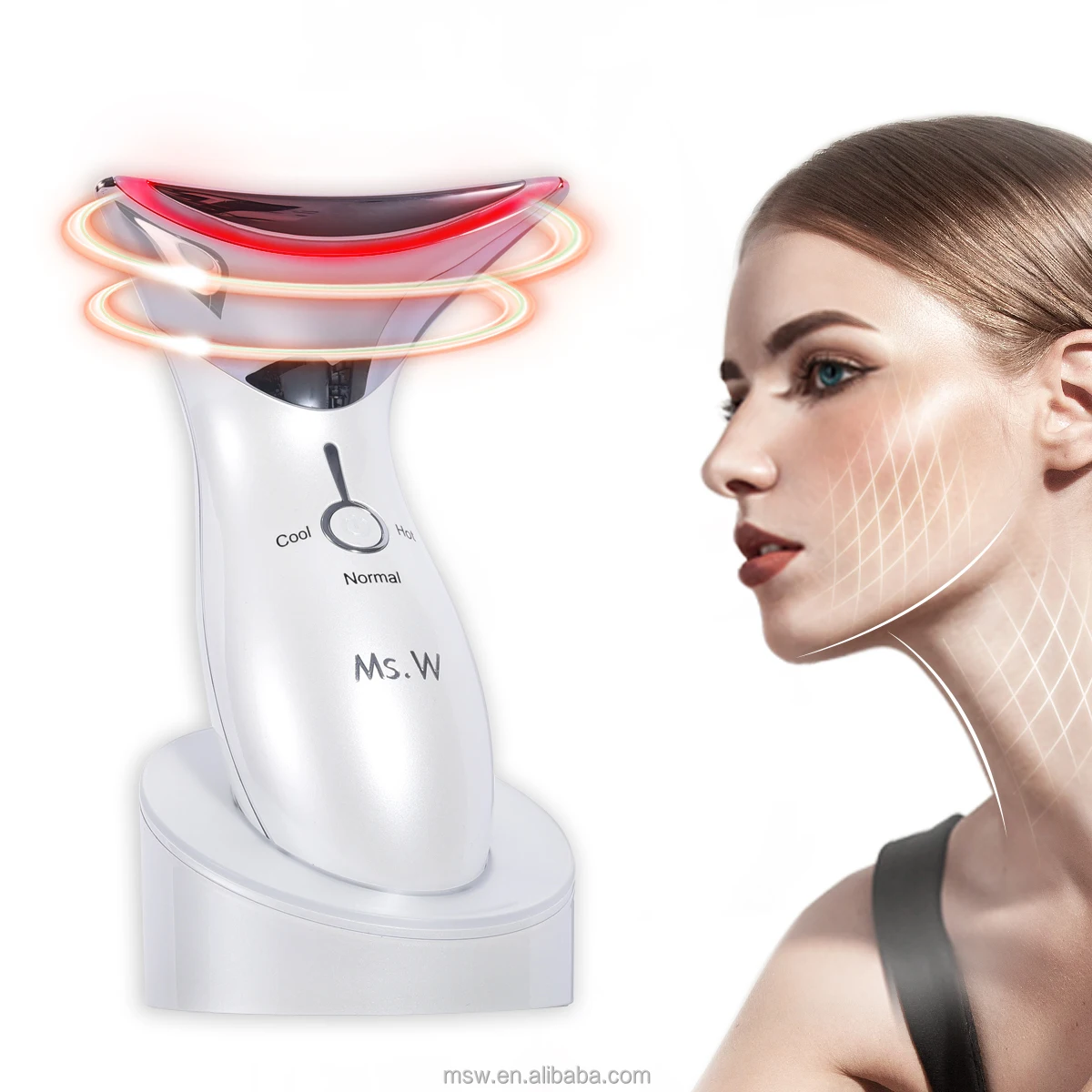 Ms.W Portable under eye massage Led Light Therapy Anti-Aging Vibration Deep Wrinkle Removal Massage Machine