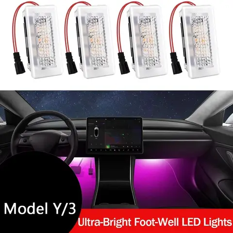 For Tesla Model Y Model 3 Highland Ultra-Bright Interior Foot-Well Lights Compatible Model 3/Y/S/X Interior LED Lights Bulbs Kit