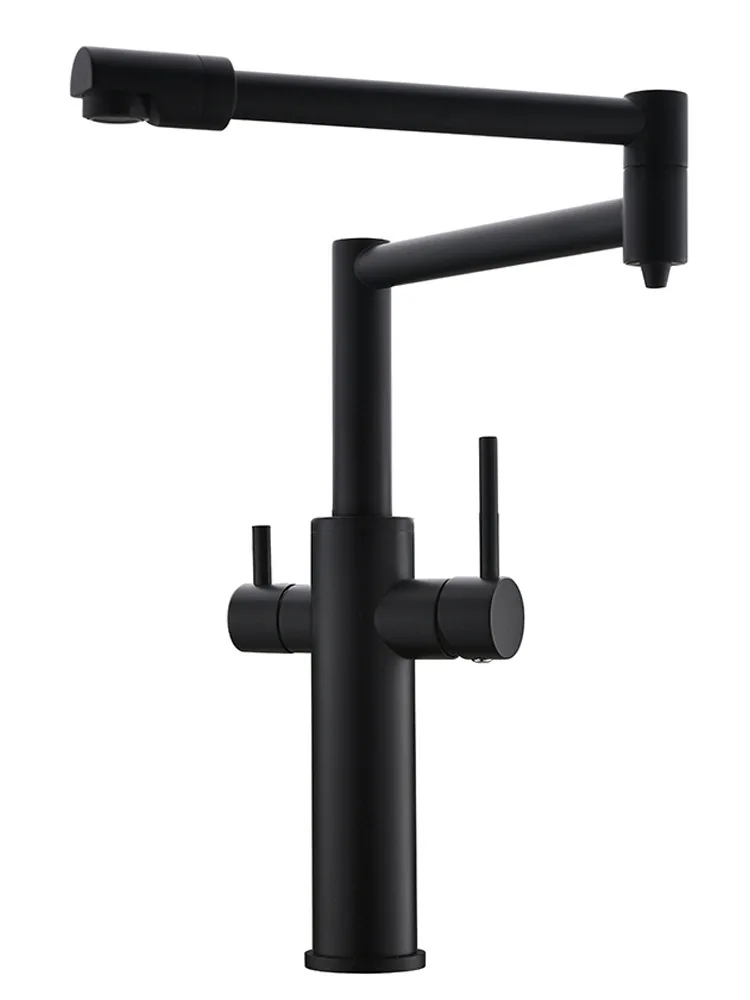 

All-copper kitchen faucet with direct drinking purified water, hot and cold vegetable basin