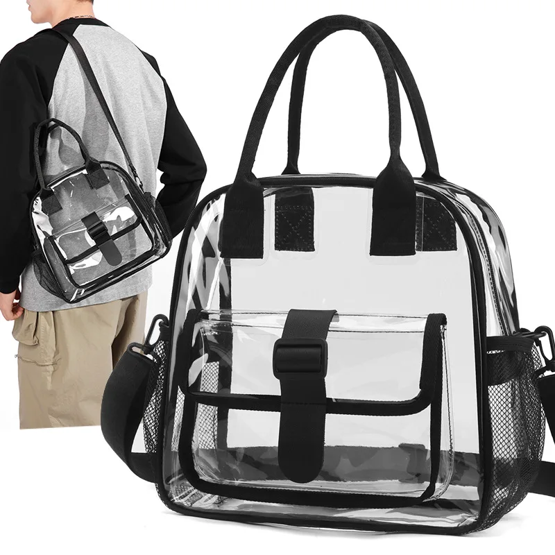 PVC Shoulder Bag Transparent Body Design with Colored Shoulder Straps Fashionable Versatile Capacity Portable Messenger Bag image 2