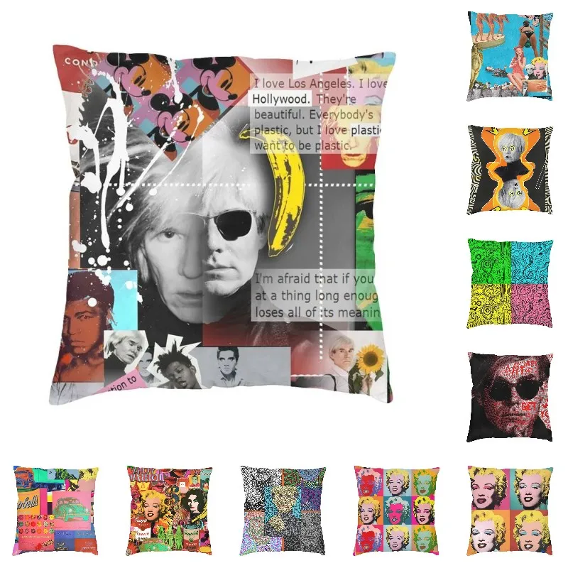 Cool Andy Warhol Square Throw Pillow Case Home Decor 3D Double-sided Printing Pop Art Cushion Cover for Sofa