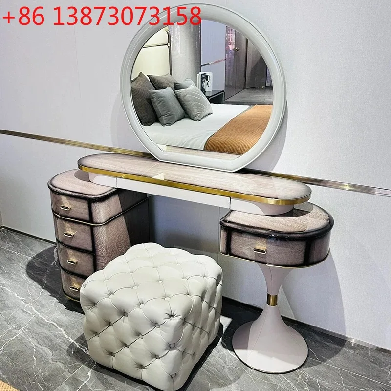 Dressing table, Italian light luxury makeup table, luxury house, villa, MV hourglass, dressing stool, furniture