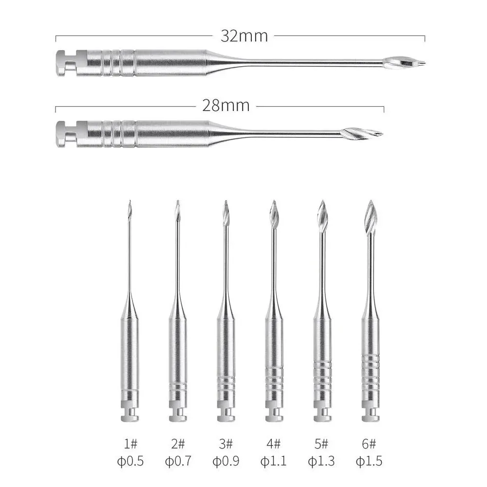 6 sztuk/paczka Dental endodontyczne wiertła bramy zakryte 28mm/32mm Denspay silnik użyj pilniki endodontyczne ze stali nierdzewnej materiały