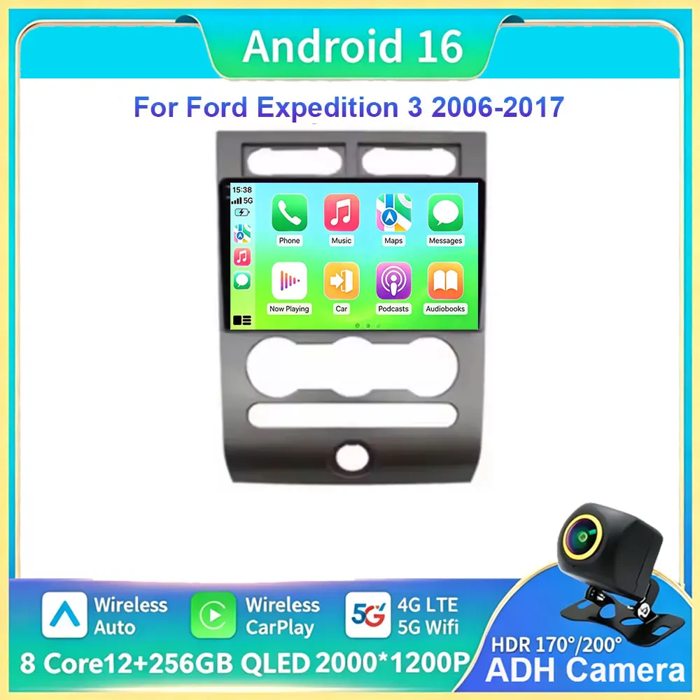 Android 16 Carplay Auto For Ford Expedition 3 U3242 U3542 U324 U354 2006 - 2017 Car Radio GPS Navigation Stereo DSP Video Player