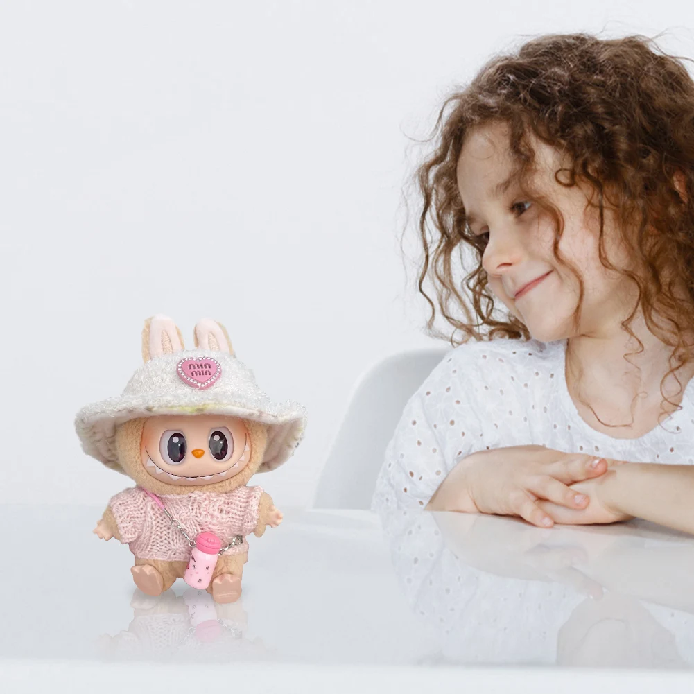 

17cm Mini Plush Doll Sweater Decorative with Hat Stuffed Doll Clothing DIY Cute Striped Plushies Outfit for Girls Gift