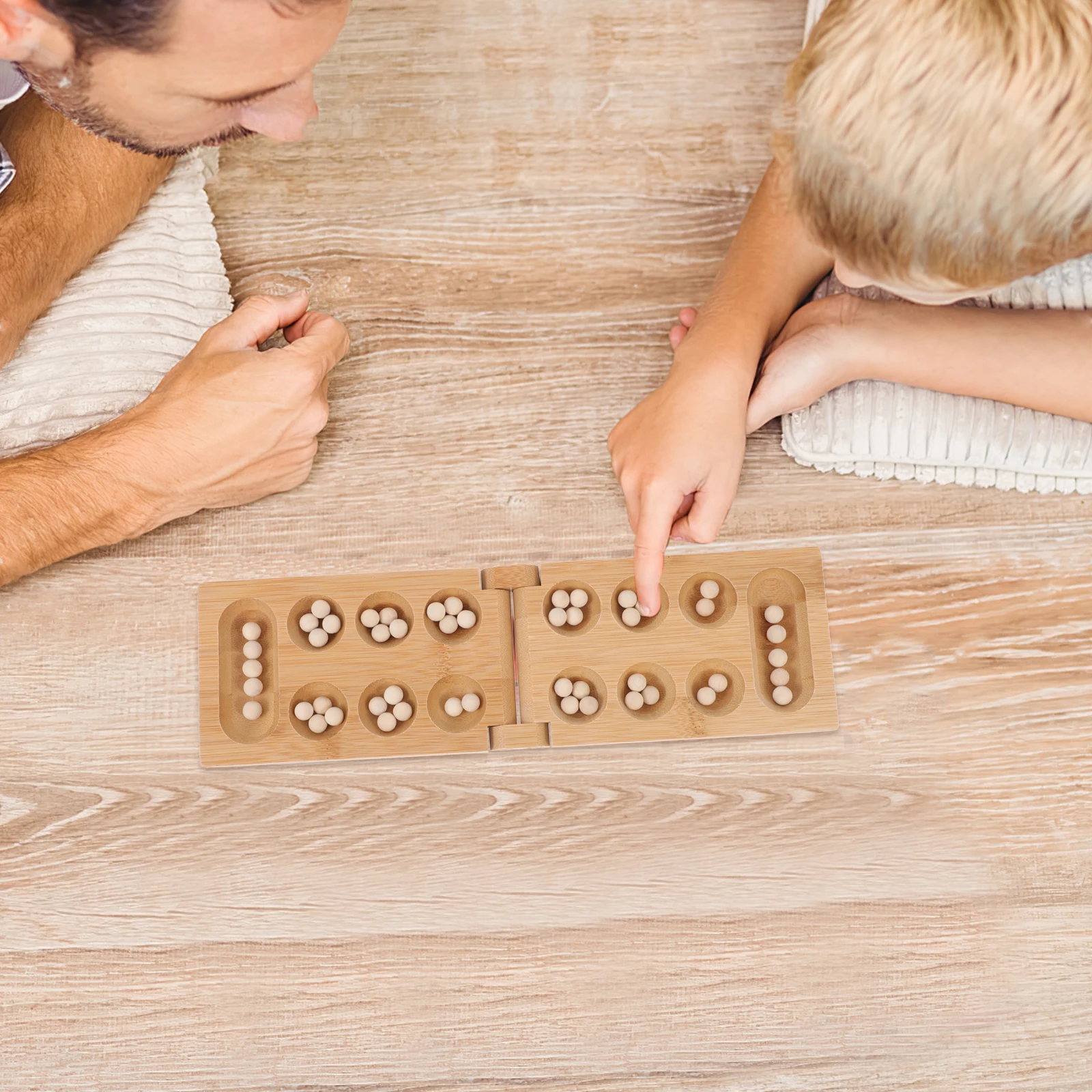 

1pc Mancala Puzzle Chess Bamboo Foldable Kids Toy Party Fun Thinking Puzzle Game Travel Size Lightweight