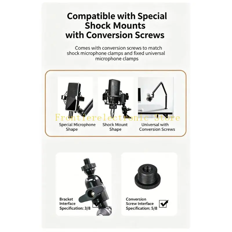 G8DB Desktop Boom Arm Stand with Foldable Clamp Mount and Metal Joint for Online Class Voice Work, Daily Calls and Recording